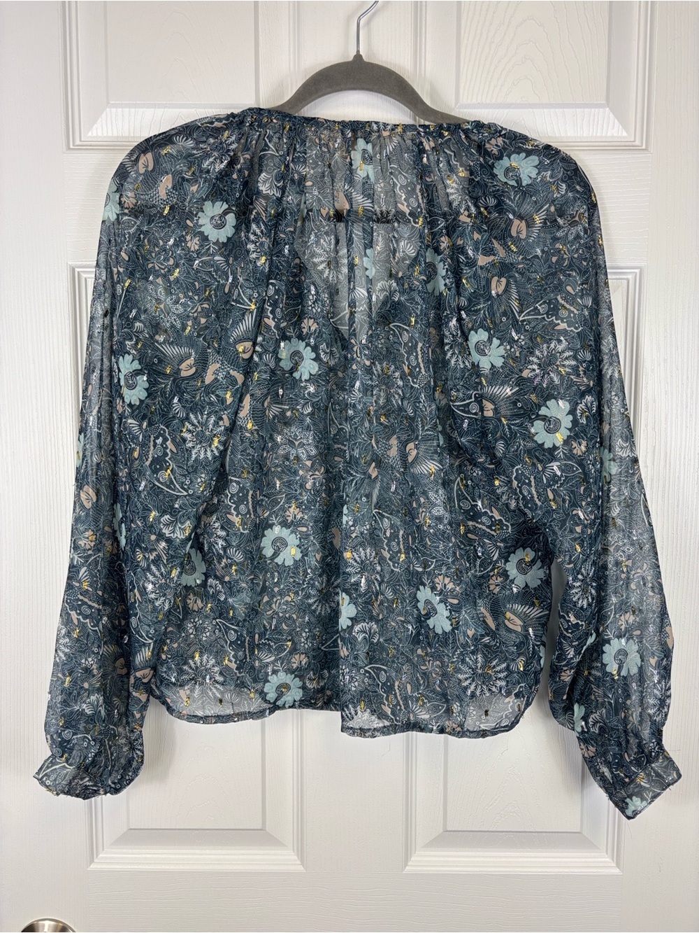 Anthropologie Let me be sheer puff sleeve blouse sz xs - Picture 10 of 10